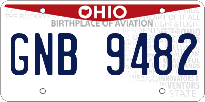 OH license plate GNB9482