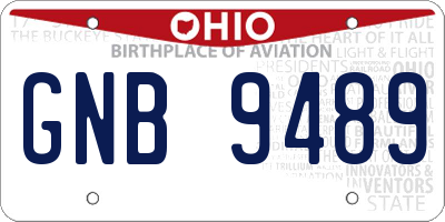 OH license plate GNB9489