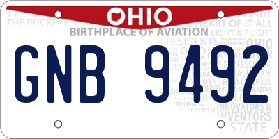 OH license plate GNB9492