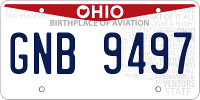OH license plate GNB9497