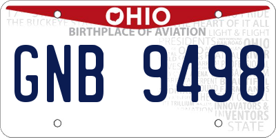 OH license plate GNB9498