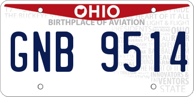 OH license plate GNB9514