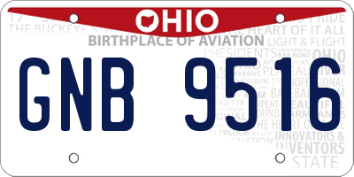 OH license plate GNB9516