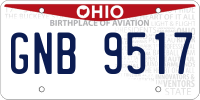 OH license plate GNB9517