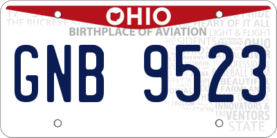 OH license plate GNB9523