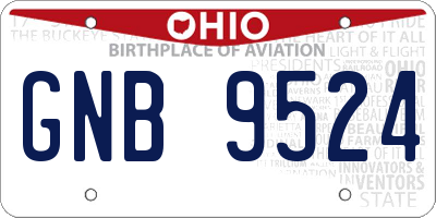 OH license plate GNB9524