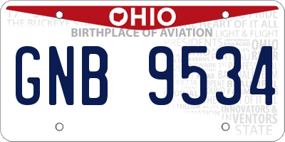 OH license plate GNB9534