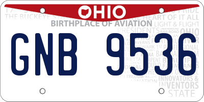 OH license plate GNB9536