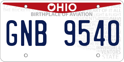 OH license plate GNB9540