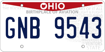 OH license plate GNB9543
