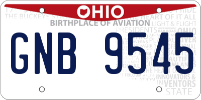 OH license plate GNB9545
