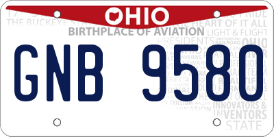 OH license plate GNB9580