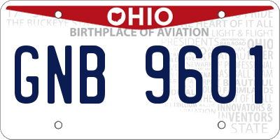 OH license plate GNB9601