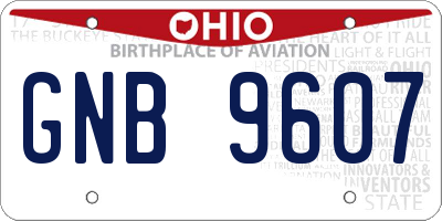 OH license plate GNB9607