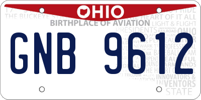 OH license plate GNB9612