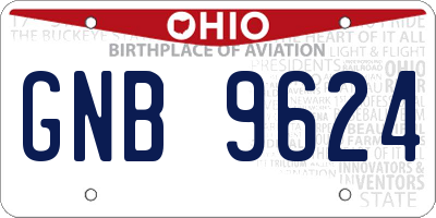 OH license plate GNB9624
