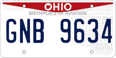 OH license plate GNB9634