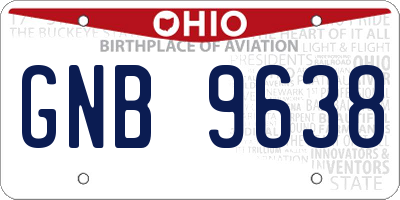 OH license plate GNB9638