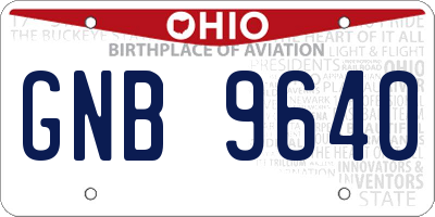 OH license plate GNB9640