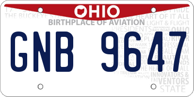 OH license plate GNB9647