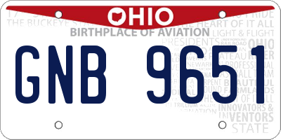 OH license plate GNB9651