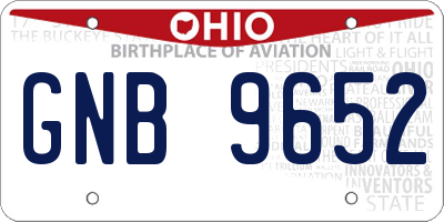 OH license plate GNB9652