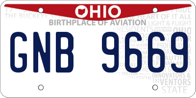 OH license plate GNB9669