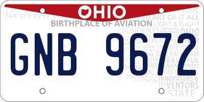 OH license plate GNB9672