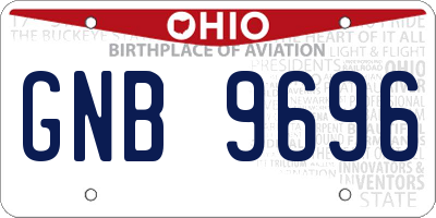 OH license plate GNB9696