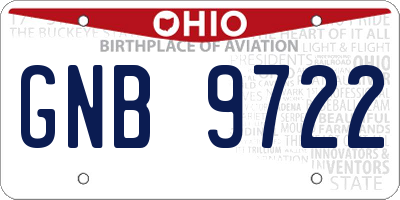 OH license plate GNB9722
