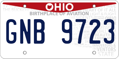 OH license plate GNB9723