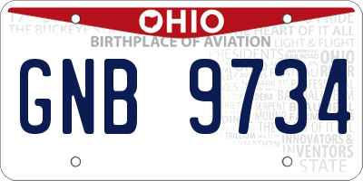 OH license plate GNB9734