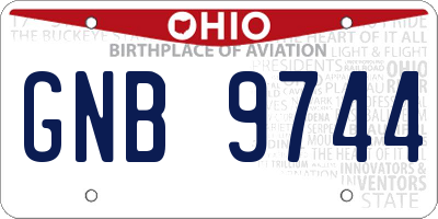OH license plate GNB9744