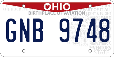 OH license plate GNB9748
