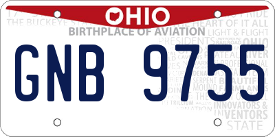 OH license plate GNB9755