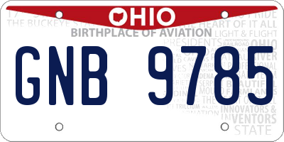 OH license plate GNB9785