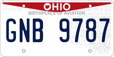 OH license plate GNB9787