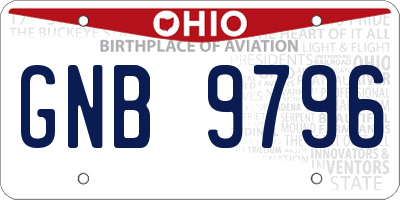 OH license plate GNB9796