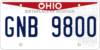 OH license plate GNB9800