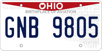 OH license plate GNB9805