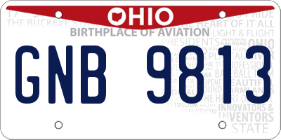 OH license plate GNB9813