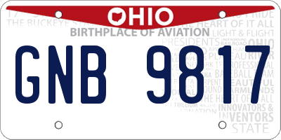OH license plate GNB9817