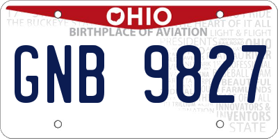 OH license plate GNB9827