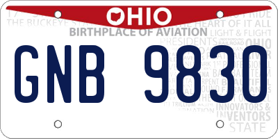 OH license plate GNB9830