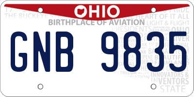 OH license plate GNB9835