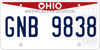 OH license plate GNB9838