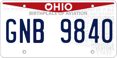 OH license plate GNB9840