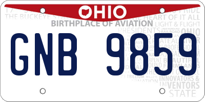 OH license plate GNB9859