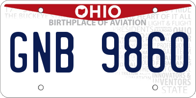 OH license plate GNB9860