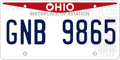 OH license plate GNB9865
